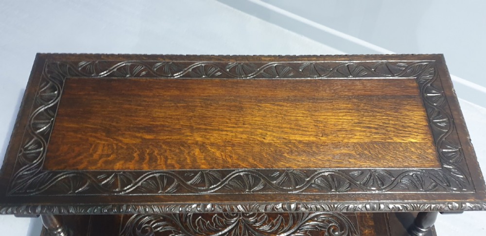 Excellent Green Man Oak Monks Bench View IV