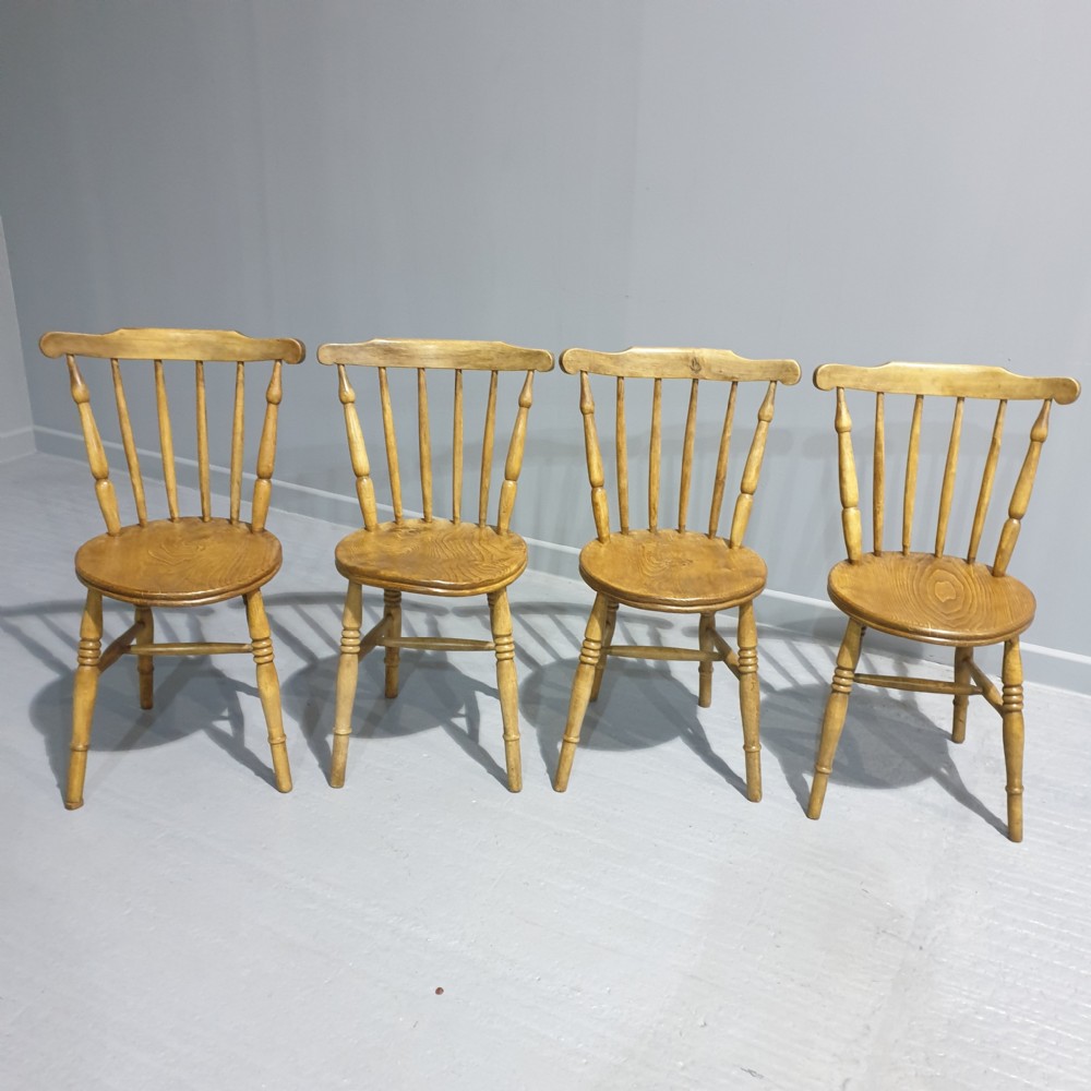 Set Four Ash and Elm Kitchen Dining Chairs