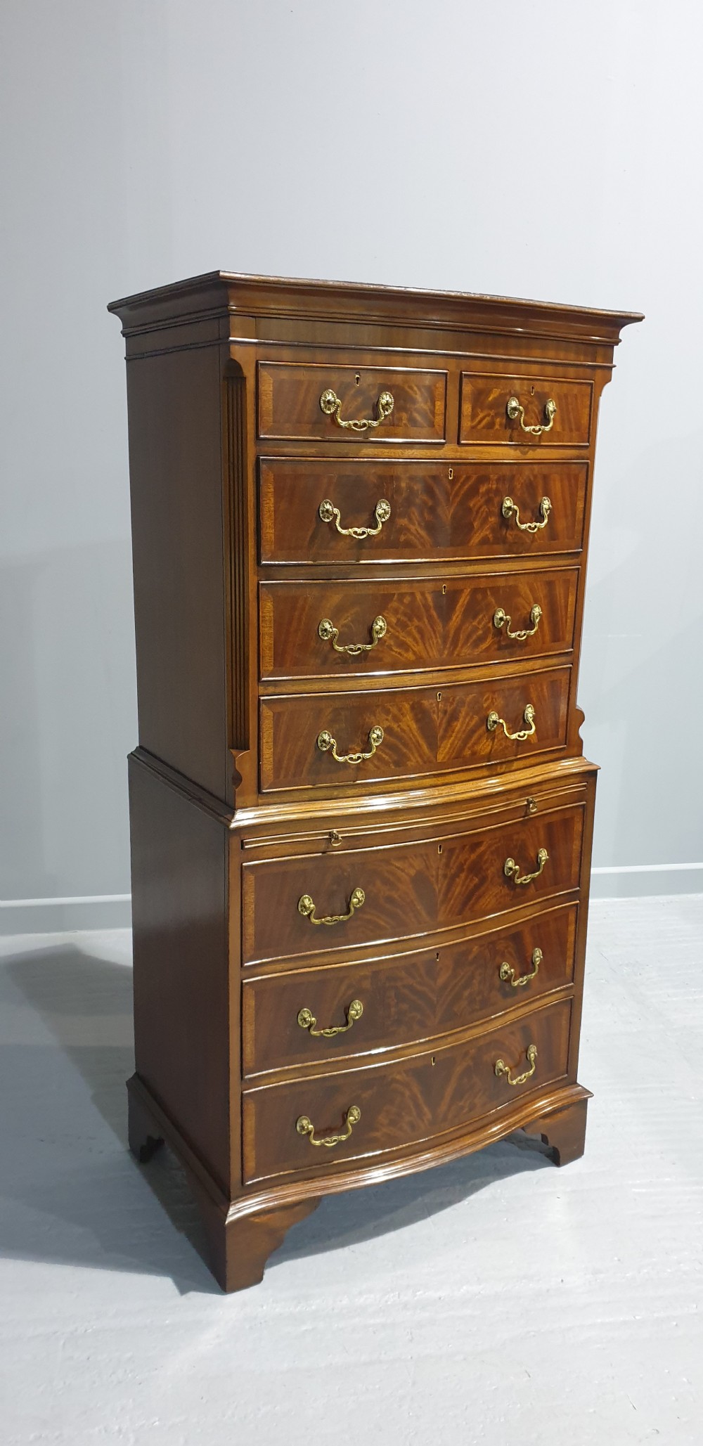 Mahogany Chest on Chest of Seven Drawers View II