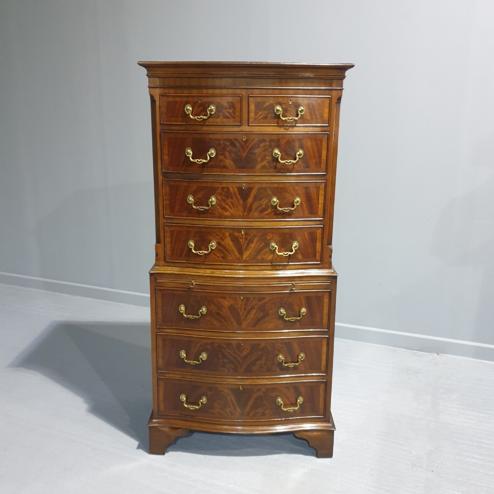 Mahogany Chest on Chest of Seven Drawers