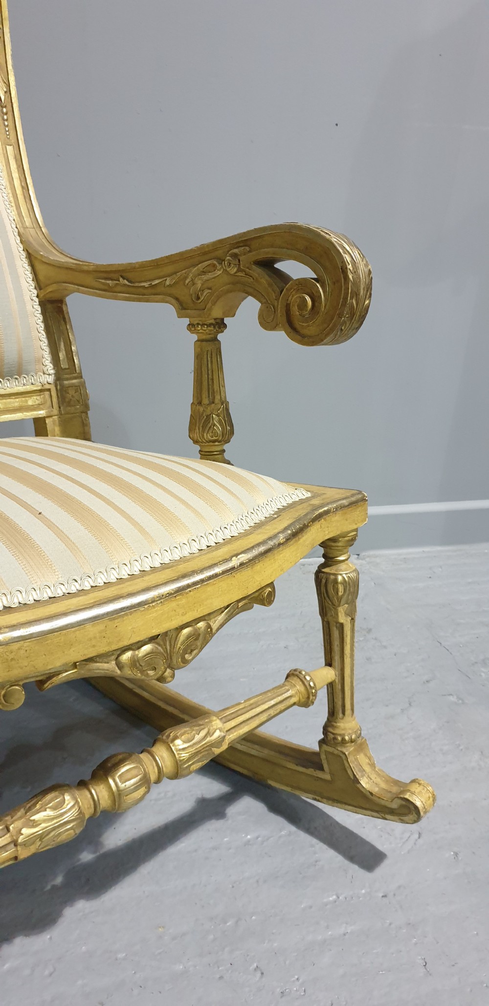 Pair Regency Painted and Parcel Gilt Rocking Chairs View VI