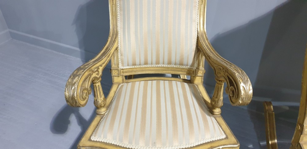 Pair Regency Painted and Parcel Gilt Rocking Chairs View XI