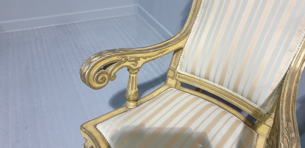 Pair Regency Painted and Parcel Gilt Rocking Chairs View XII