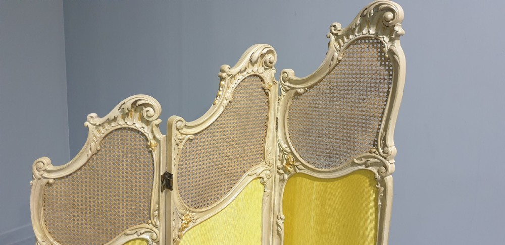 French Painted Three Fold Screen View III