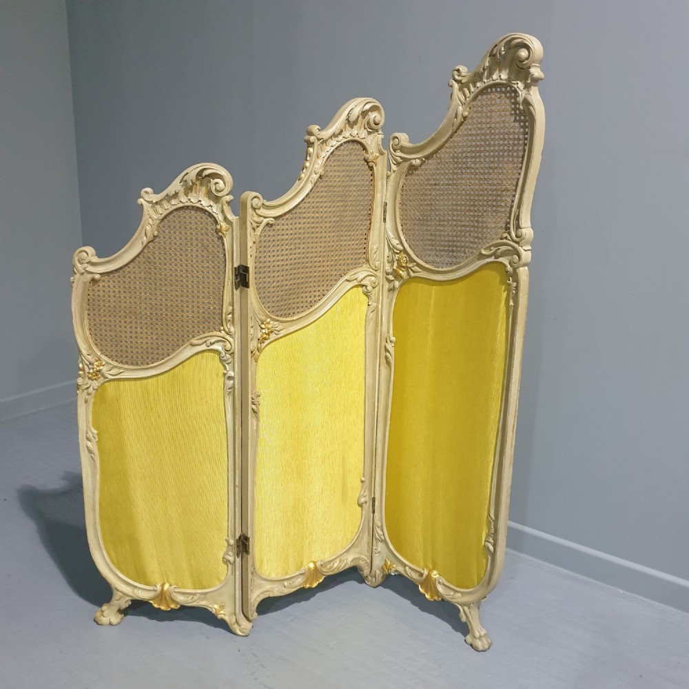 French Painted Three Fold Screen
