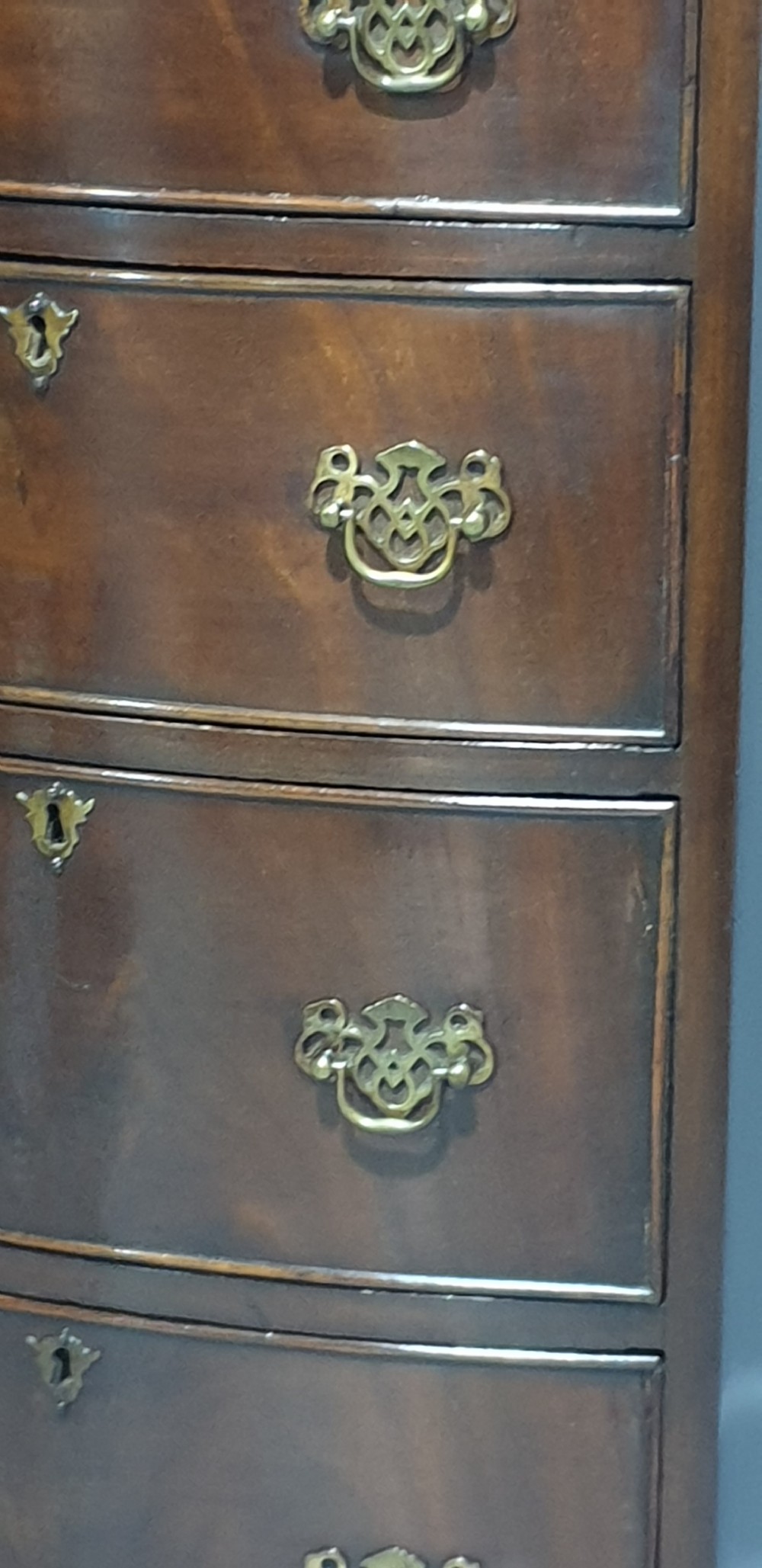 Tall Mahogany Bowed Chest of Drawers View II