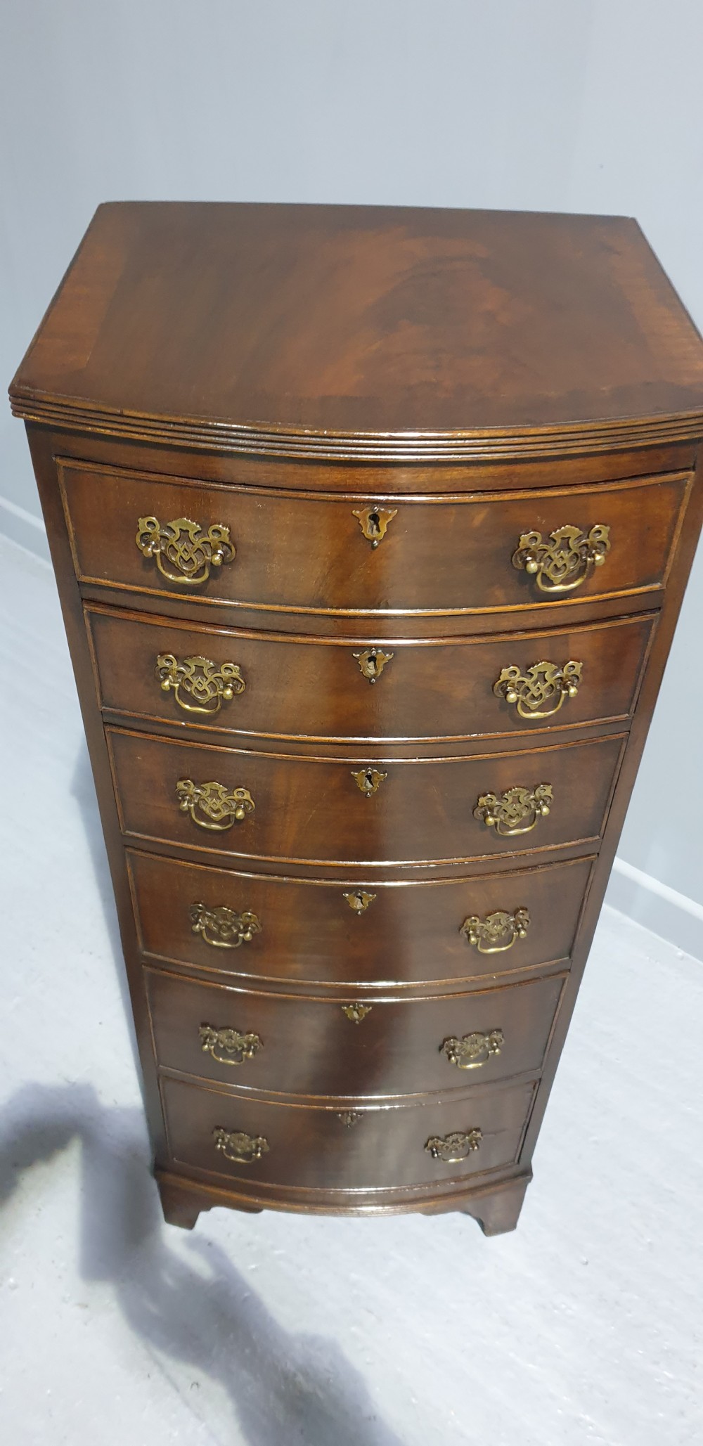 Tall Mahogany Bowed Chest of Drawers View VII
