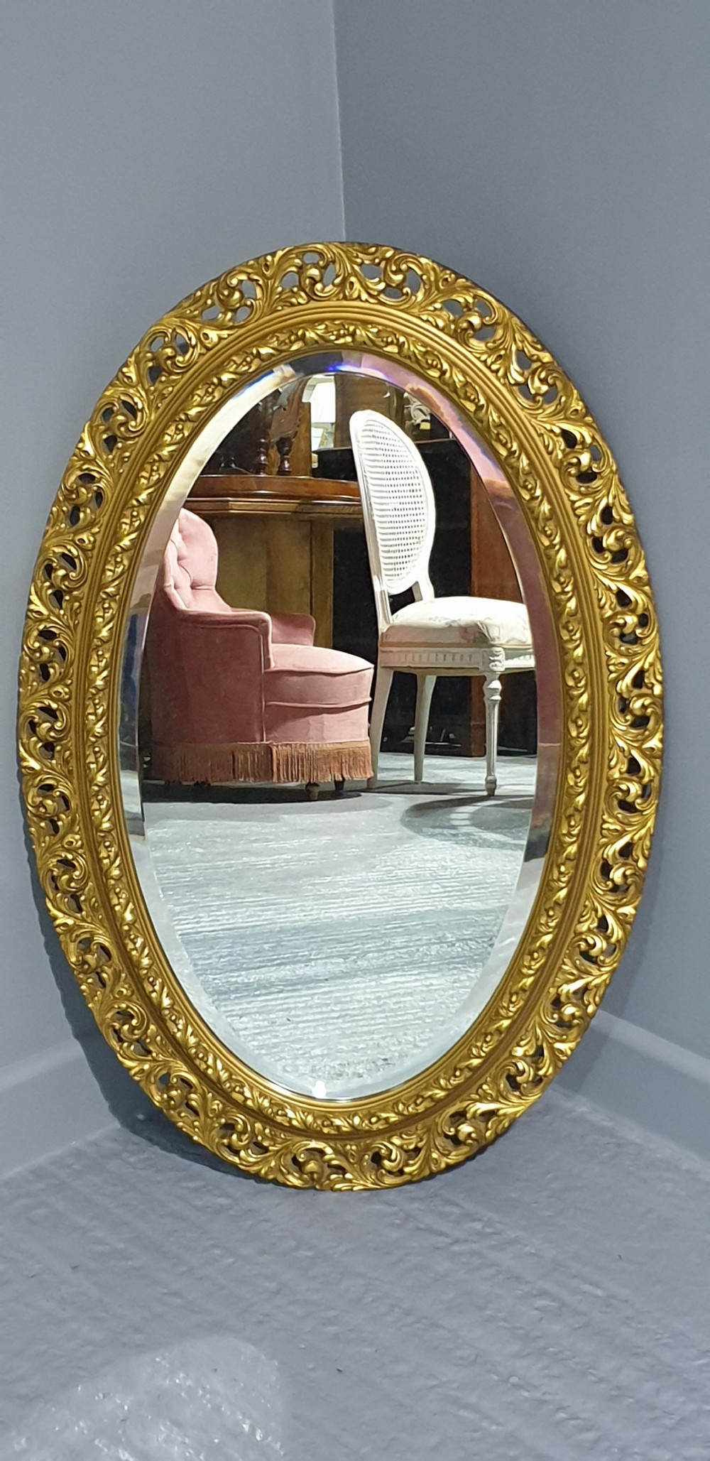 Oval Gilt Wall Mirror View VI