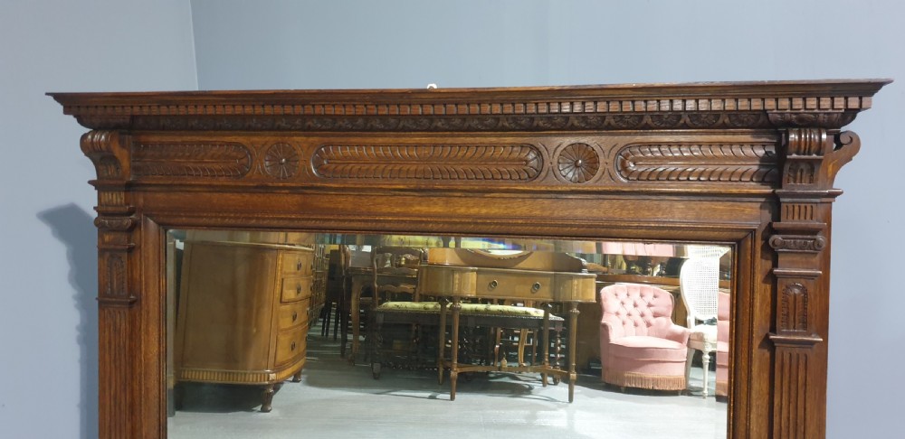 Superb Oak Overmantle Mirror by James Shoolbred View V