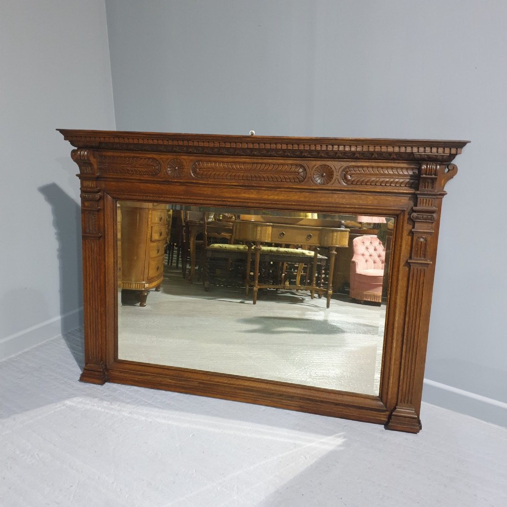 Superb Oak Overmantle Mirror by James Shoolbred