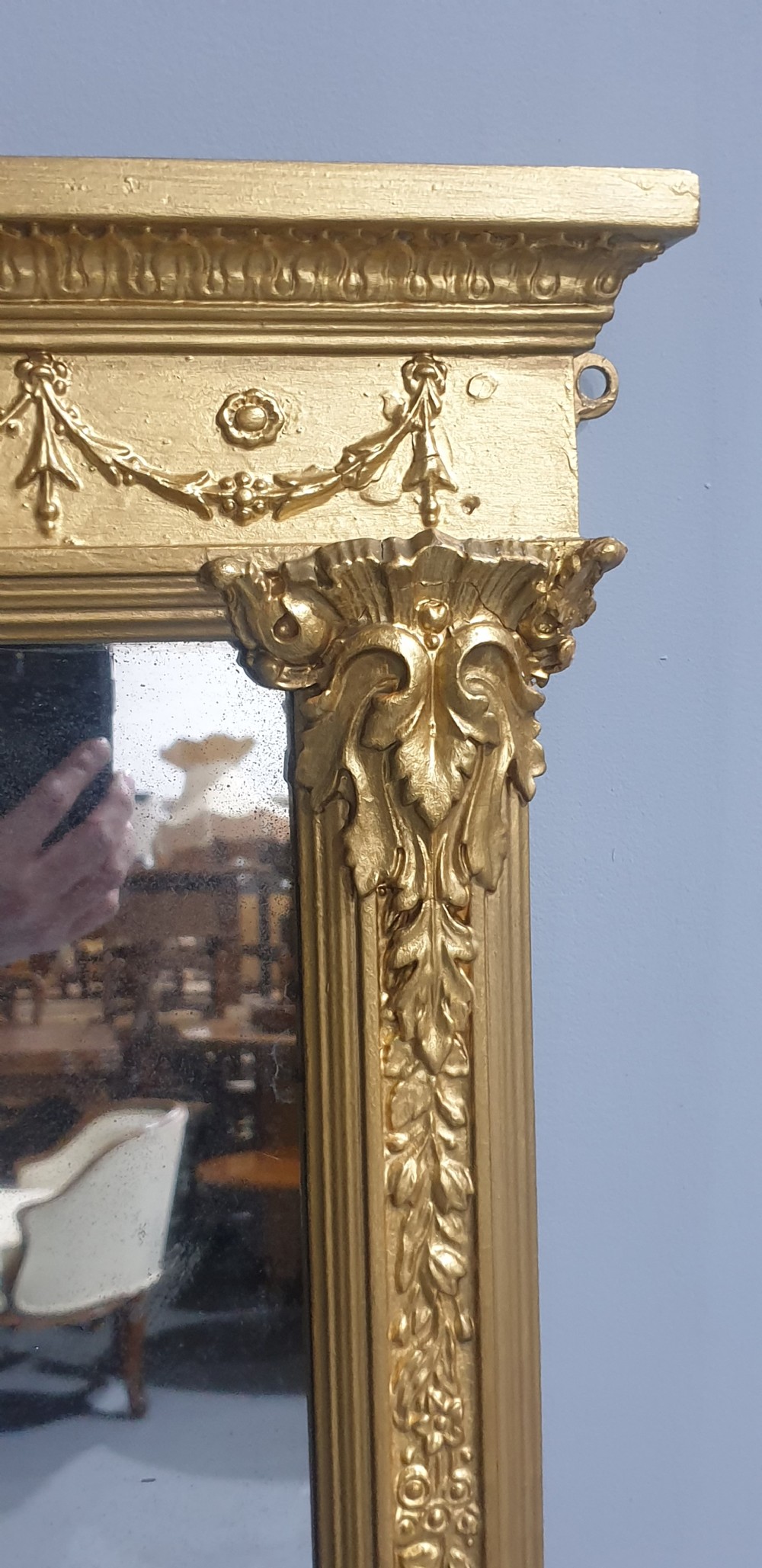 English Victorian Gilt Overmantle Mirror View X