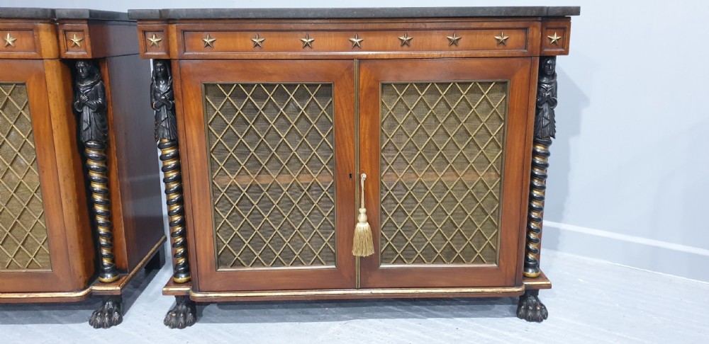 Superb Pair Regency Mahogany Cabinets View VI