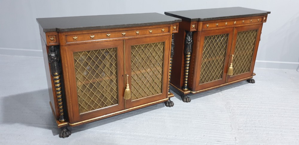 Superb Pair Regency Mahogany Cabinets View X