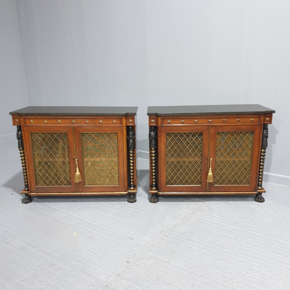 Superb Pair Regency Mahogany Cabinets
