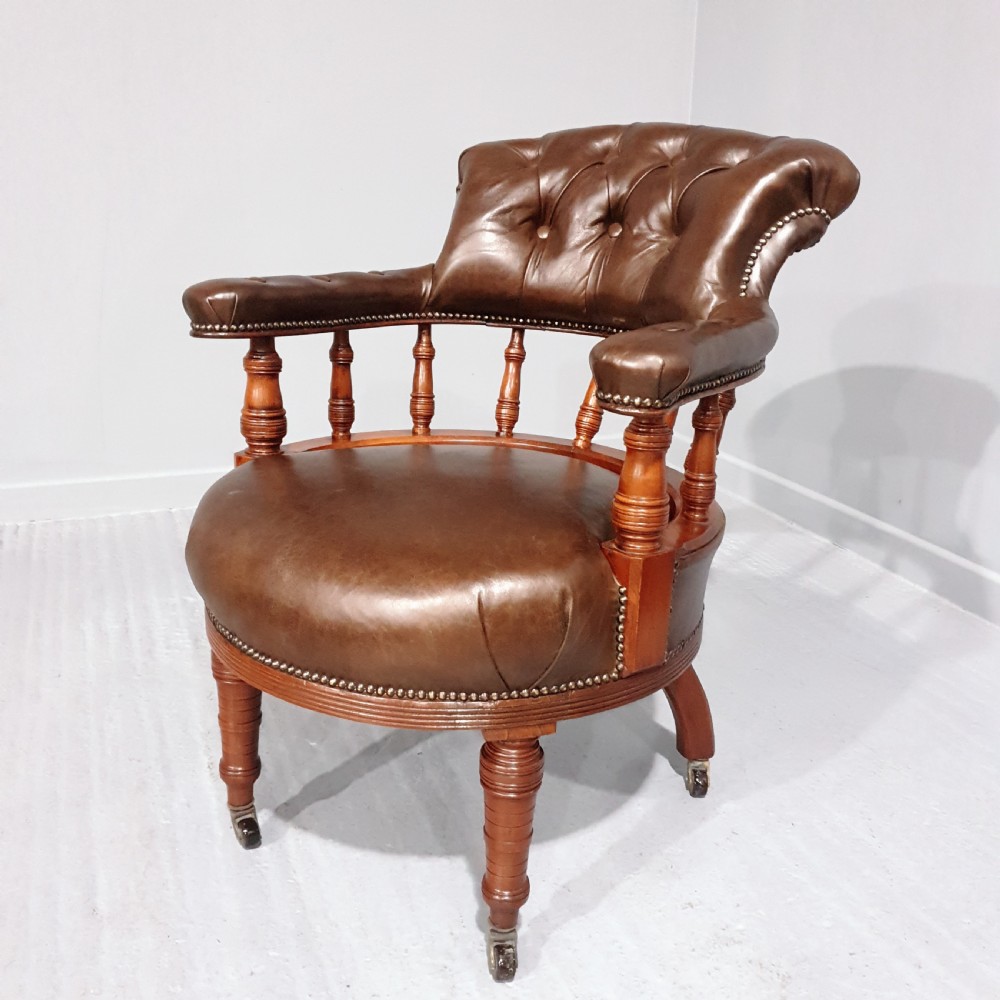 Super Victorian Walnut Leather Desk Chair View II