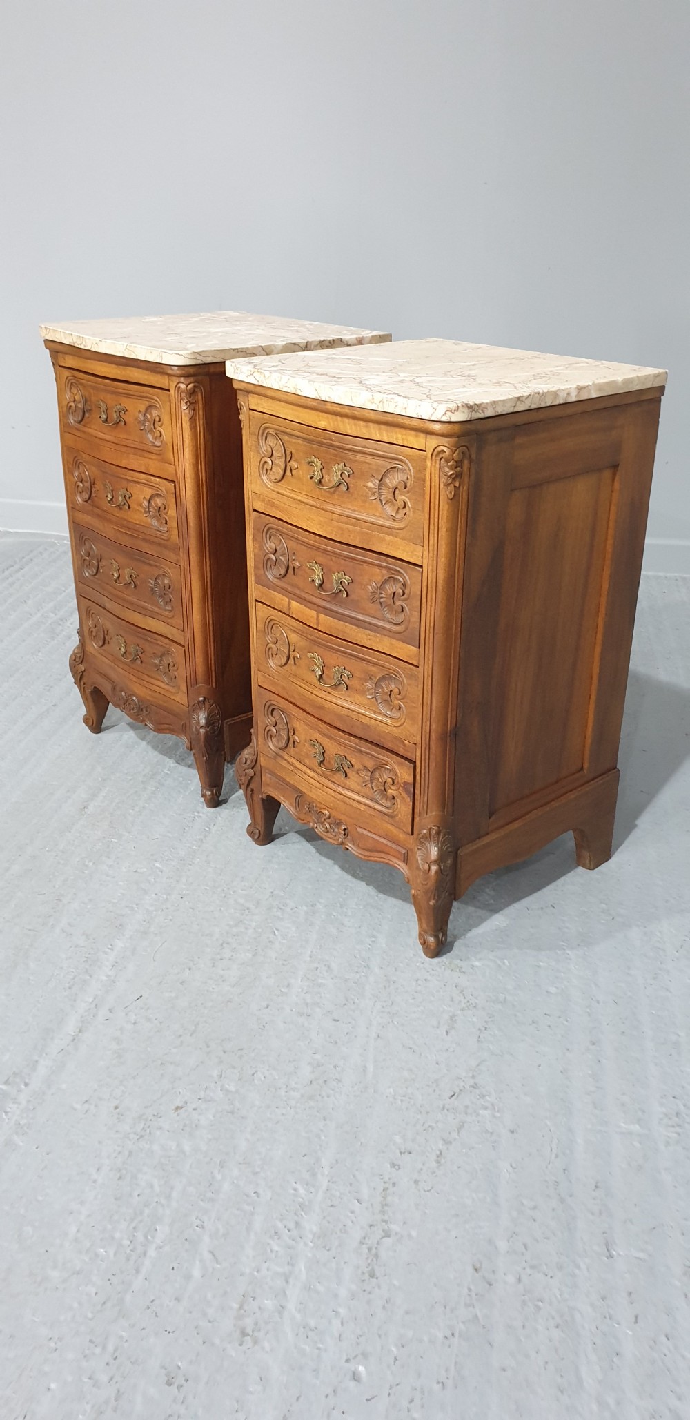 Superb Pair French Walnut  Bedside Chests of Drawers View IX