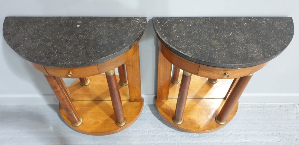 Quality Pair of French  Empire Walnut Bedside Lamp Tables View III