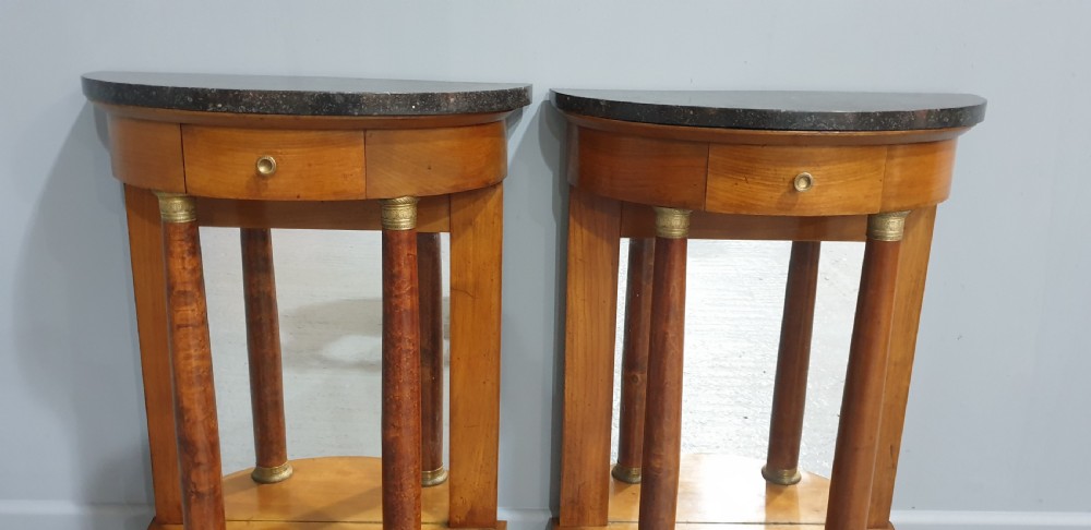 Quality Pair of French  Empire Walnut Bedside Lamp Tables View IV