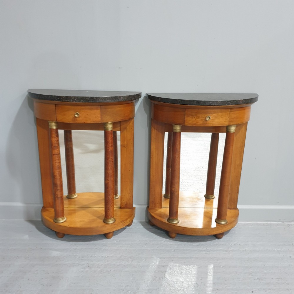 Quality Pair of French  Empire Walnut Bedside Lamp Tables
