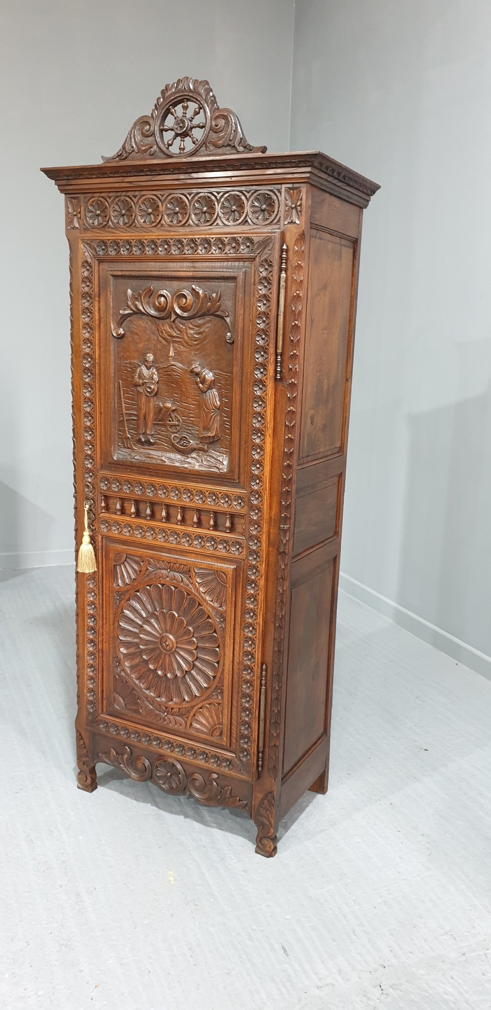 Superb Slim Carved Hall Cupboard View VI
