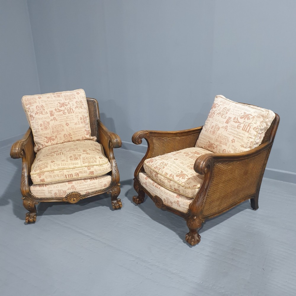 Superb Pair Bergere Conservatory Armchairs 