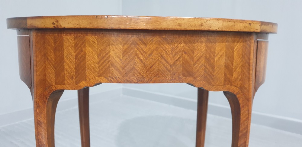 Superb French Parquetry Lamp Table View IV