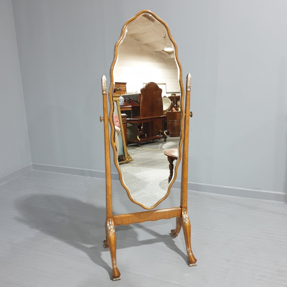 Superb Walnut Cheval Mirror