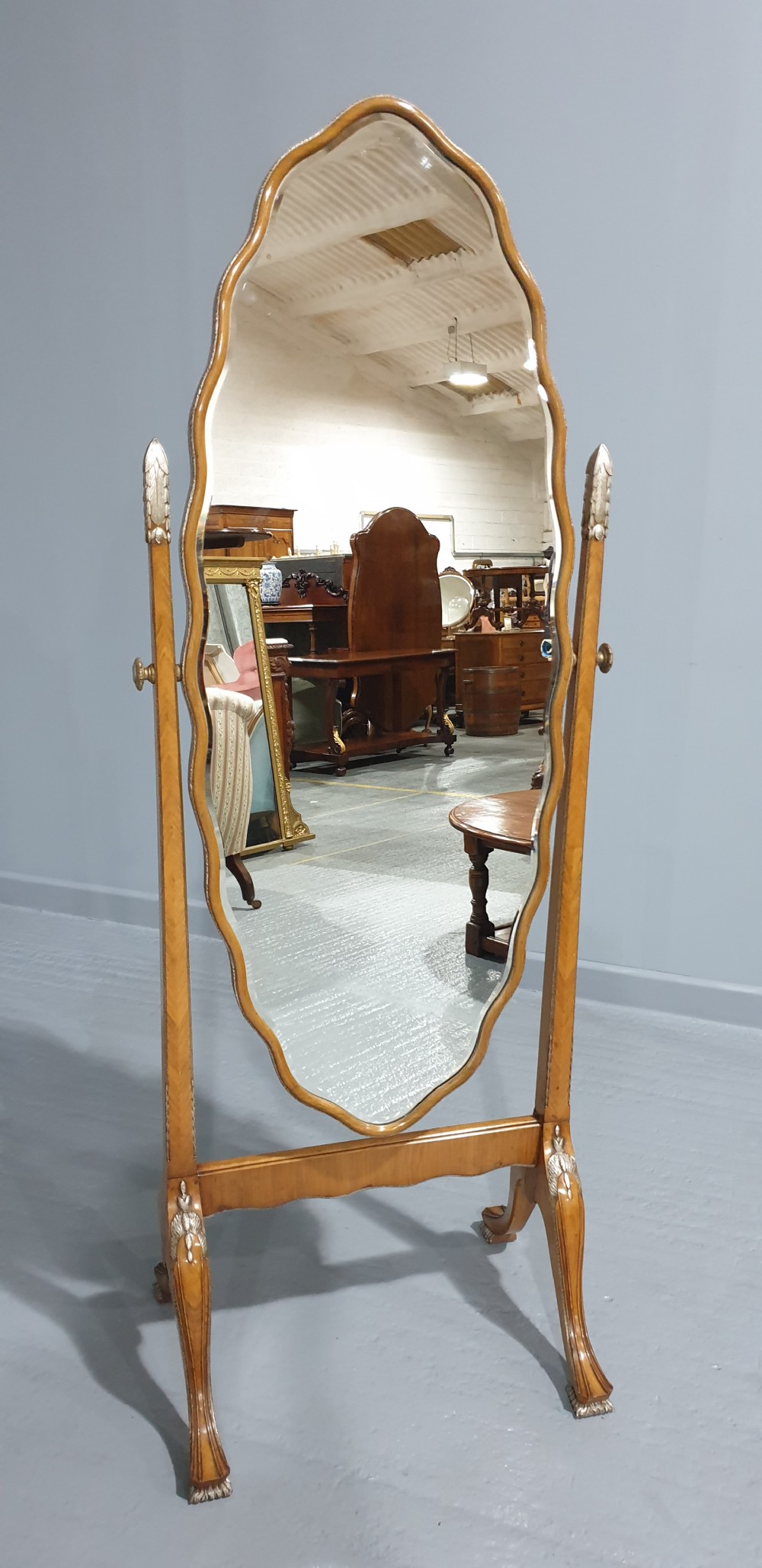 Superb Walnut Cheval Mirror View II