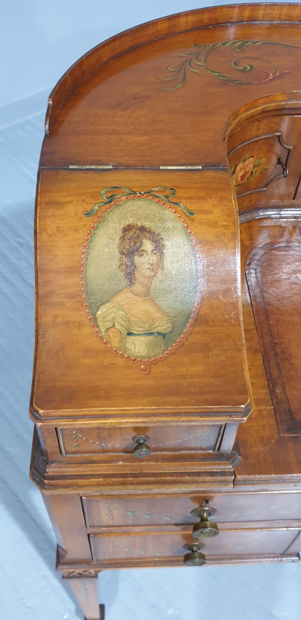 Outstanding Painted Satinwood Carlton House Desk View VI