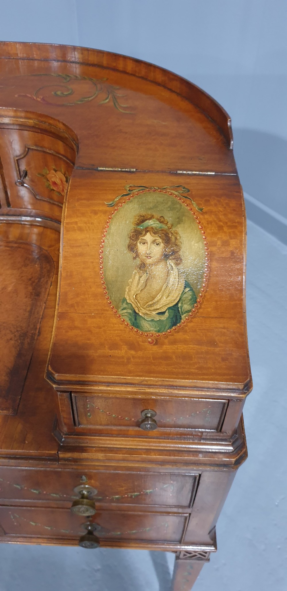 Outstanding Painted Satinwood Carlton House Desk View VII