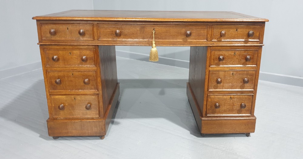 Victorian Oak Pedestal Desk View II