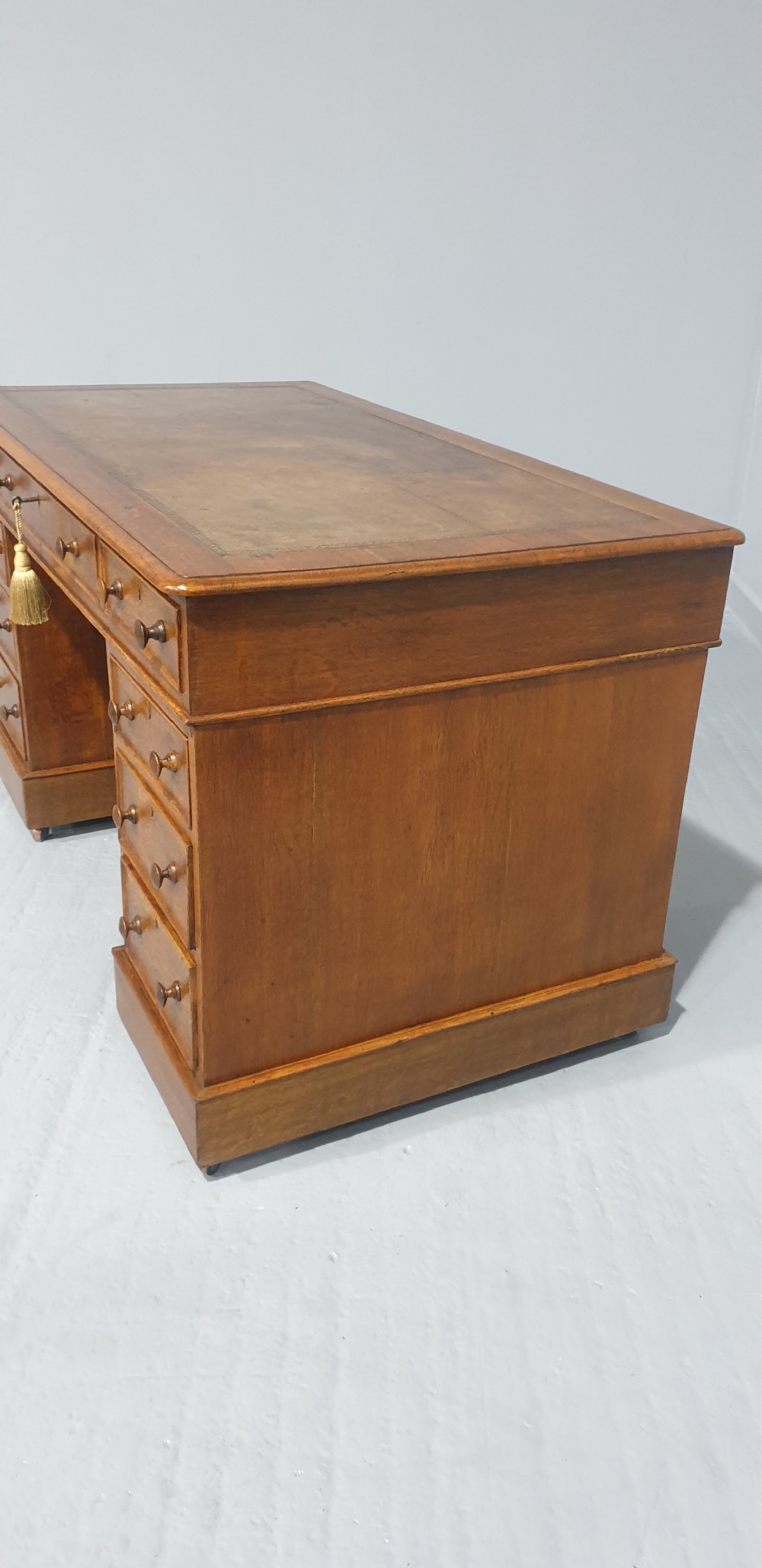 Victorian Oak Pedestal Desk View VII