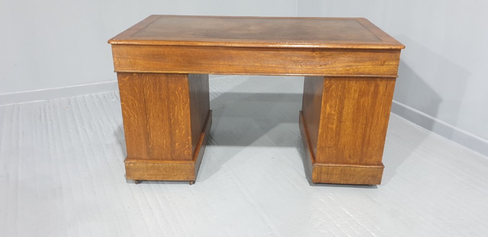 Victorian Oak Pedestal Desk View X