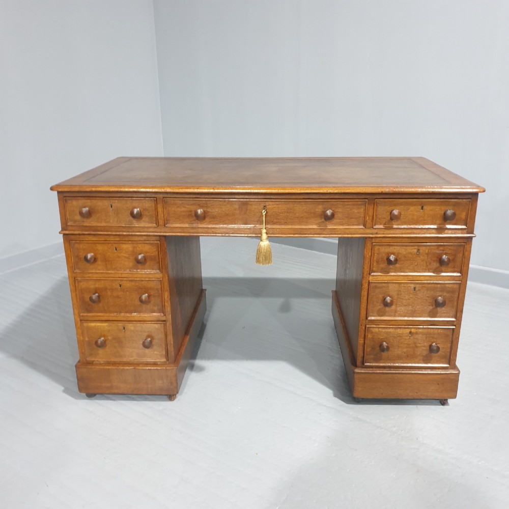 Victorian Oak Pedestal Desk