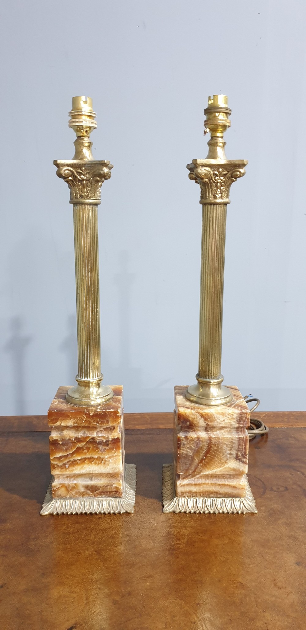 Superb Pair Marble Lamps View II