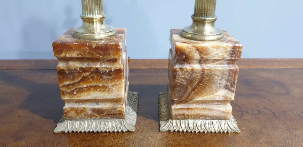 Superb Pair Marble Lamps View IV
