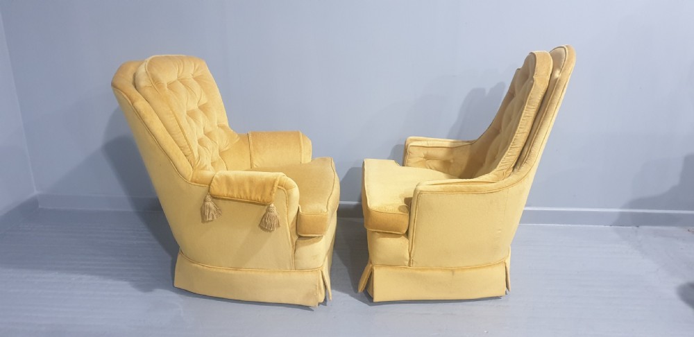 Pair Buttoned Armchairs View V