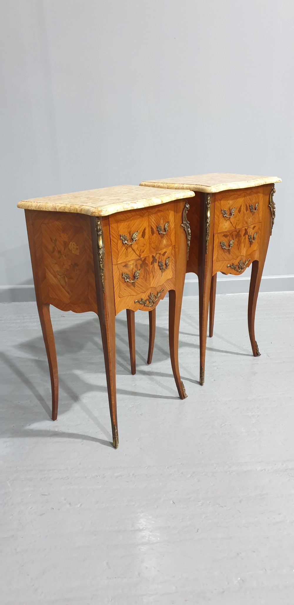 Oversized French Marquetry Bedside Chest of Drawers View II