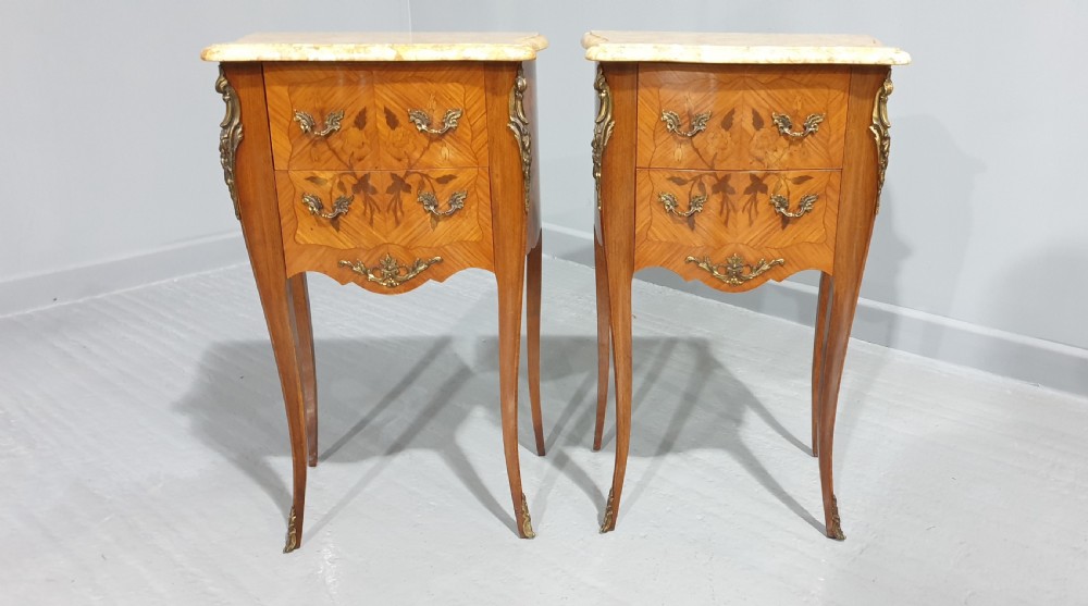 Oversized French Marquetry Bedside Chest of Drawers View IV