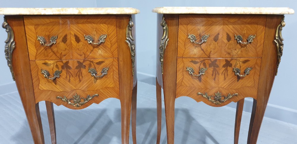 Oversized French Marquetry Bedside Chest of Drawers View VI