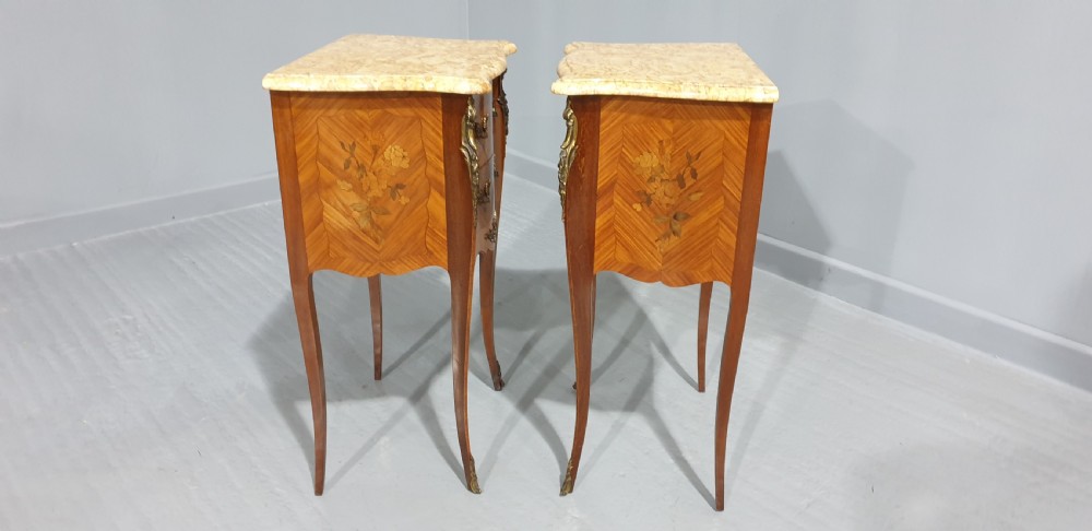 Oversized French Marquetry Bedside Chest of Drawers View VII