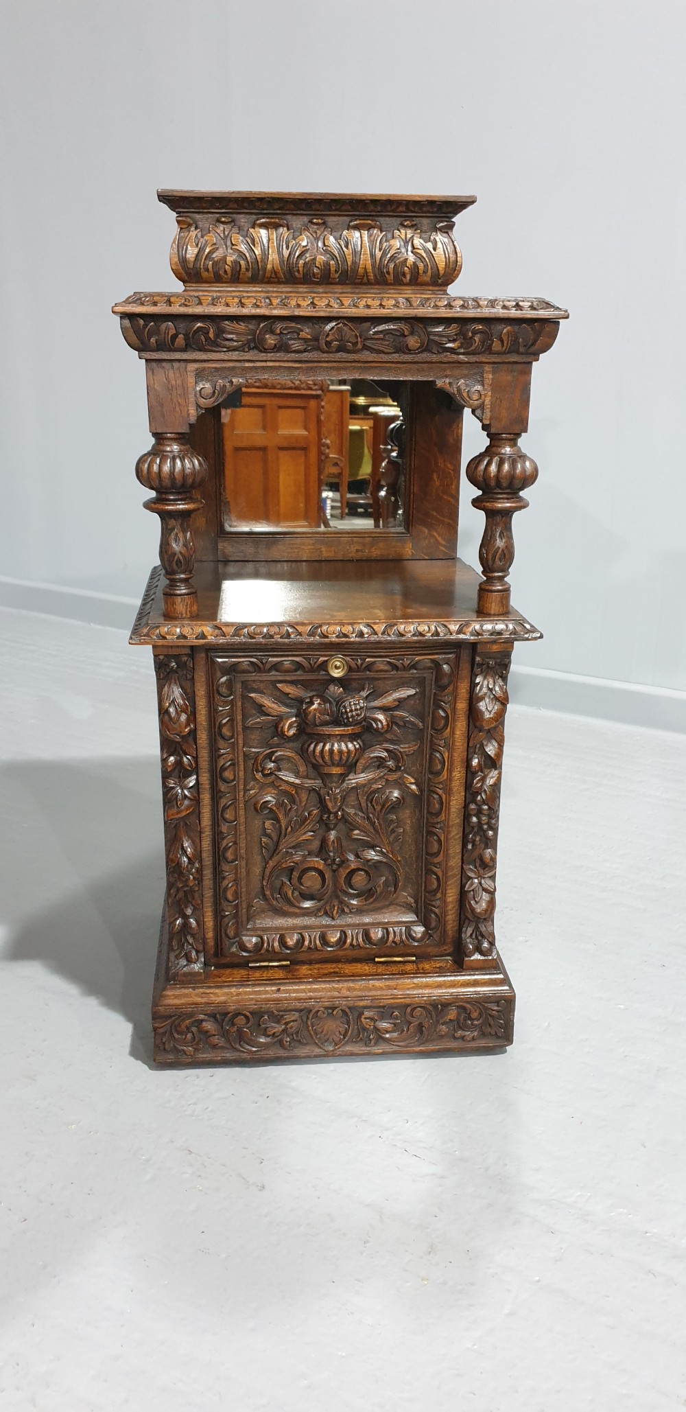 Super Carved Oak Coal Bin View III