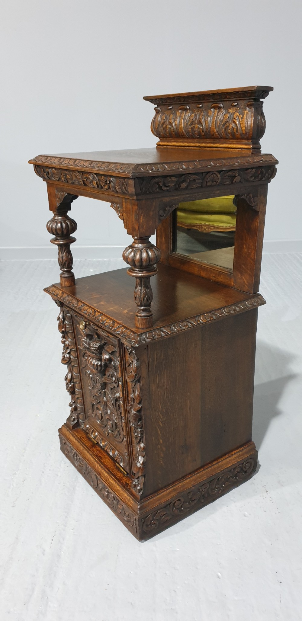 Super Carved Oak Coal Bin View V