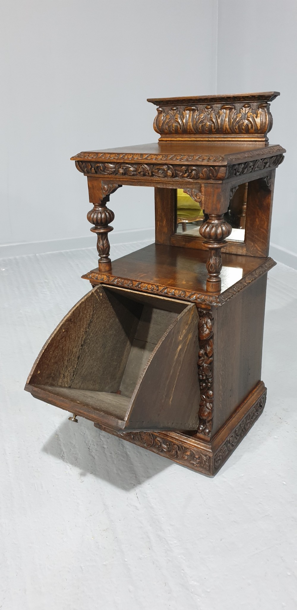 Super Carved Oak Coal Bin View VII