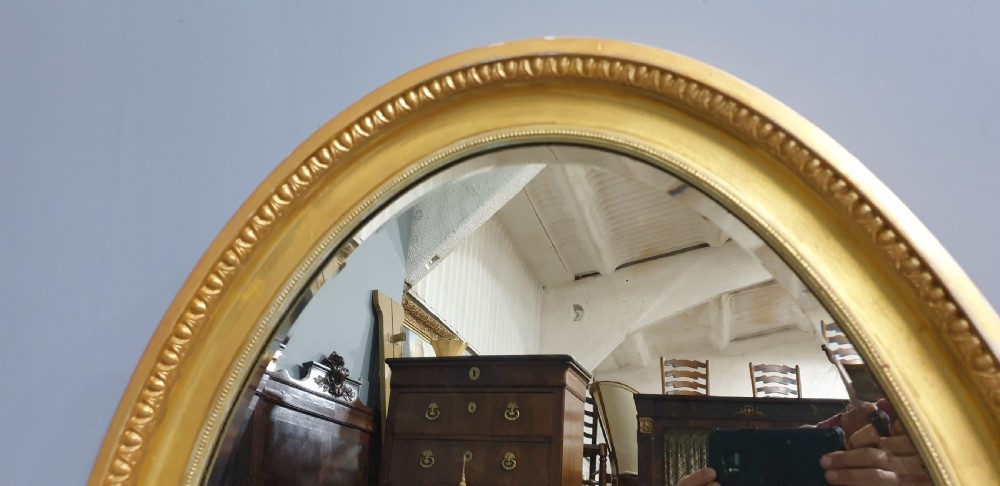 Very Nice Edwardian Gilt Oval Mirror View IV