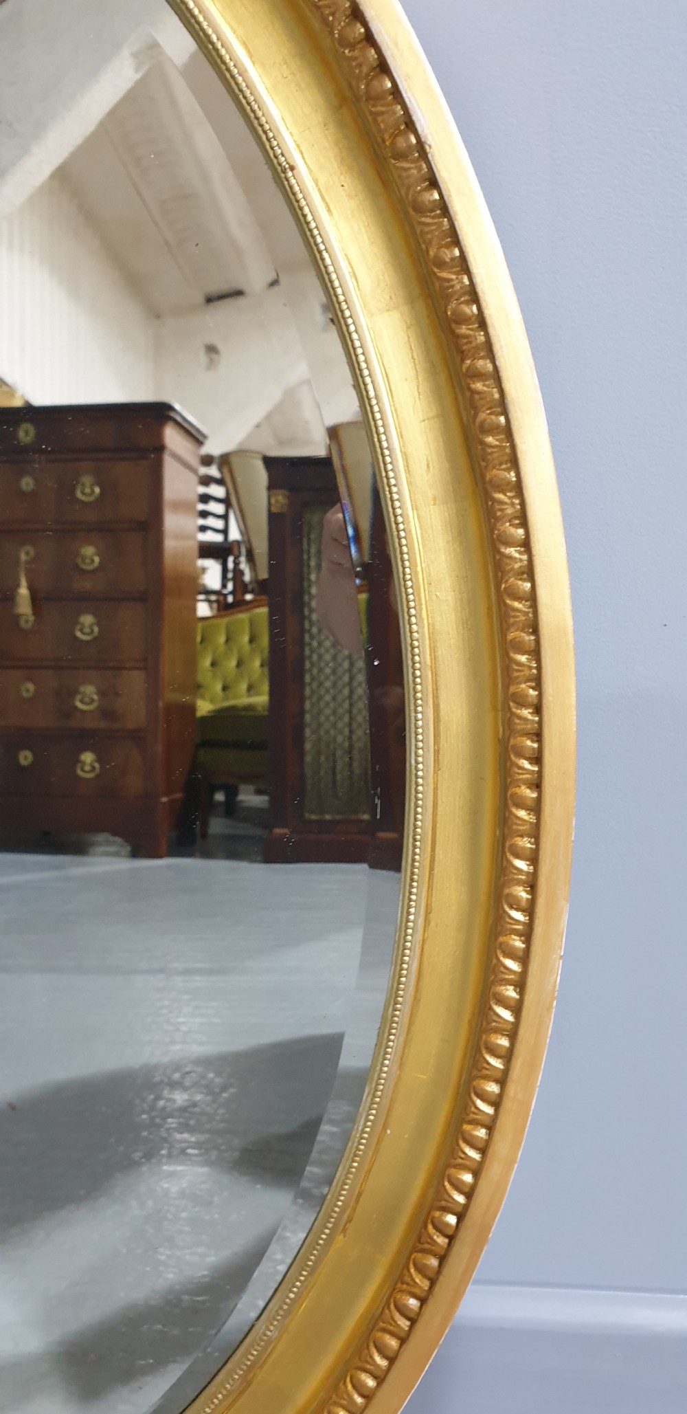 Very Nice Edwardian Gilt Oval Mirror View V