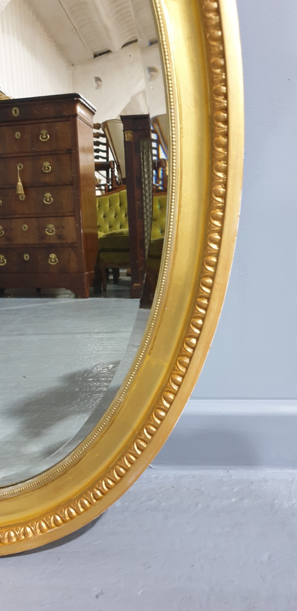Very Nice Edwardian Gilt Oval Mirror View VI