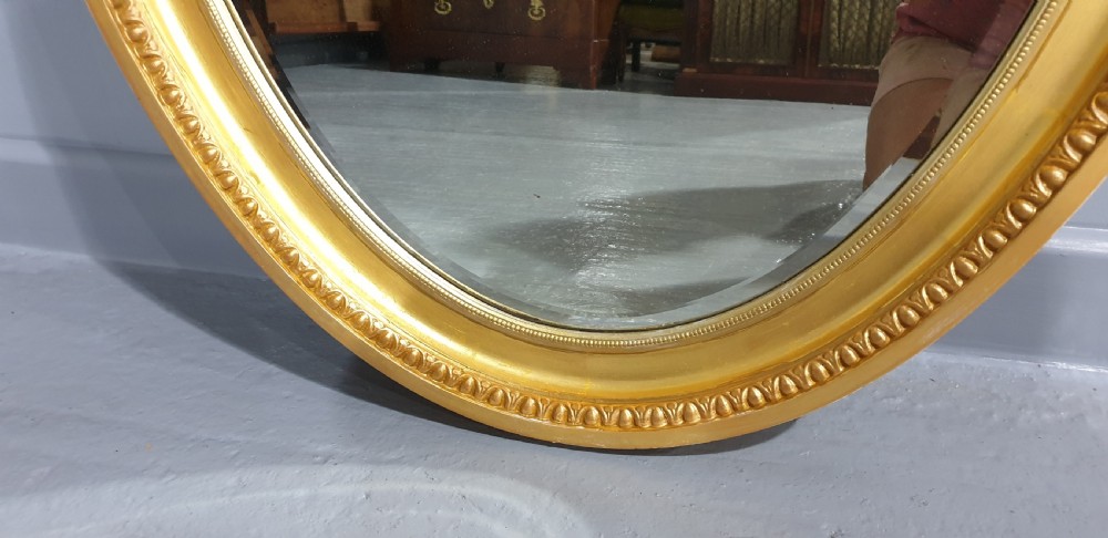 Very Nice Edwardian Gilt Oval Mirror View VII