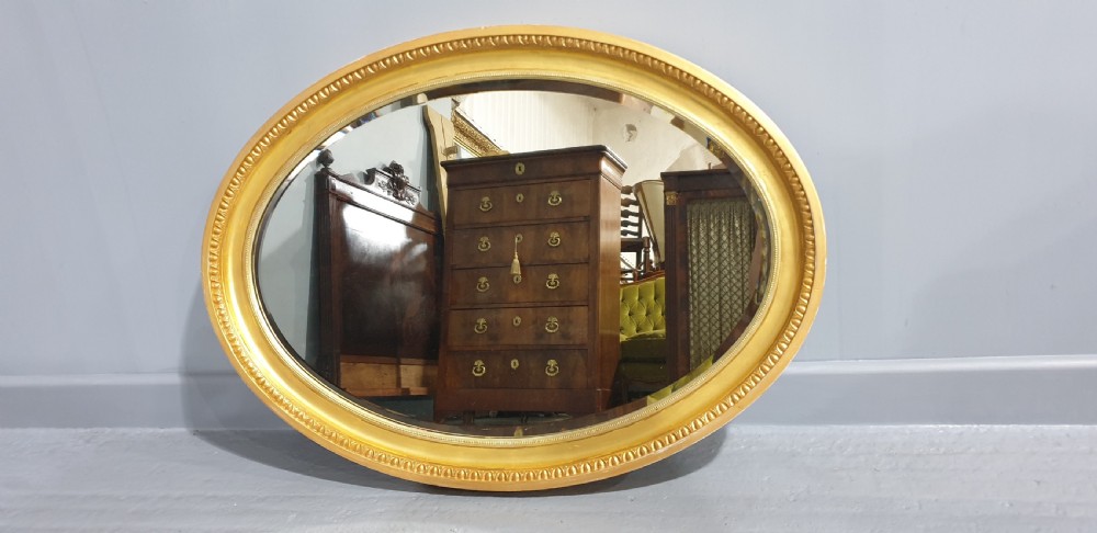 Very Nice Edwardian Gilt Oval Mirror View VIII