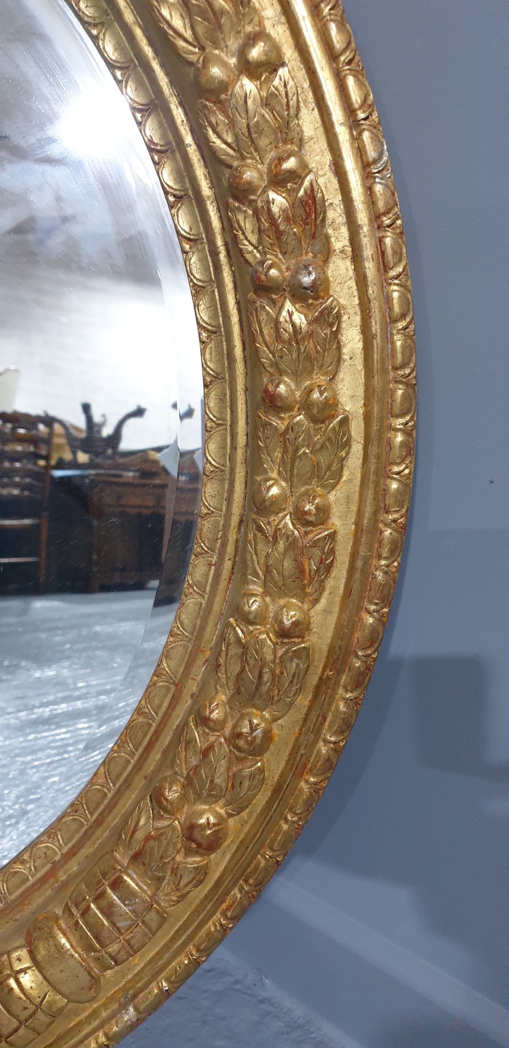 Large Round Gilt Mirror View III